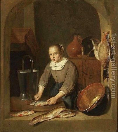 Quiringh Gerritsz. van Brekelenkam. A-Maid-Scaling-Fish-Seen-Through-A-Window\\n\\n01/11/2011 00:20